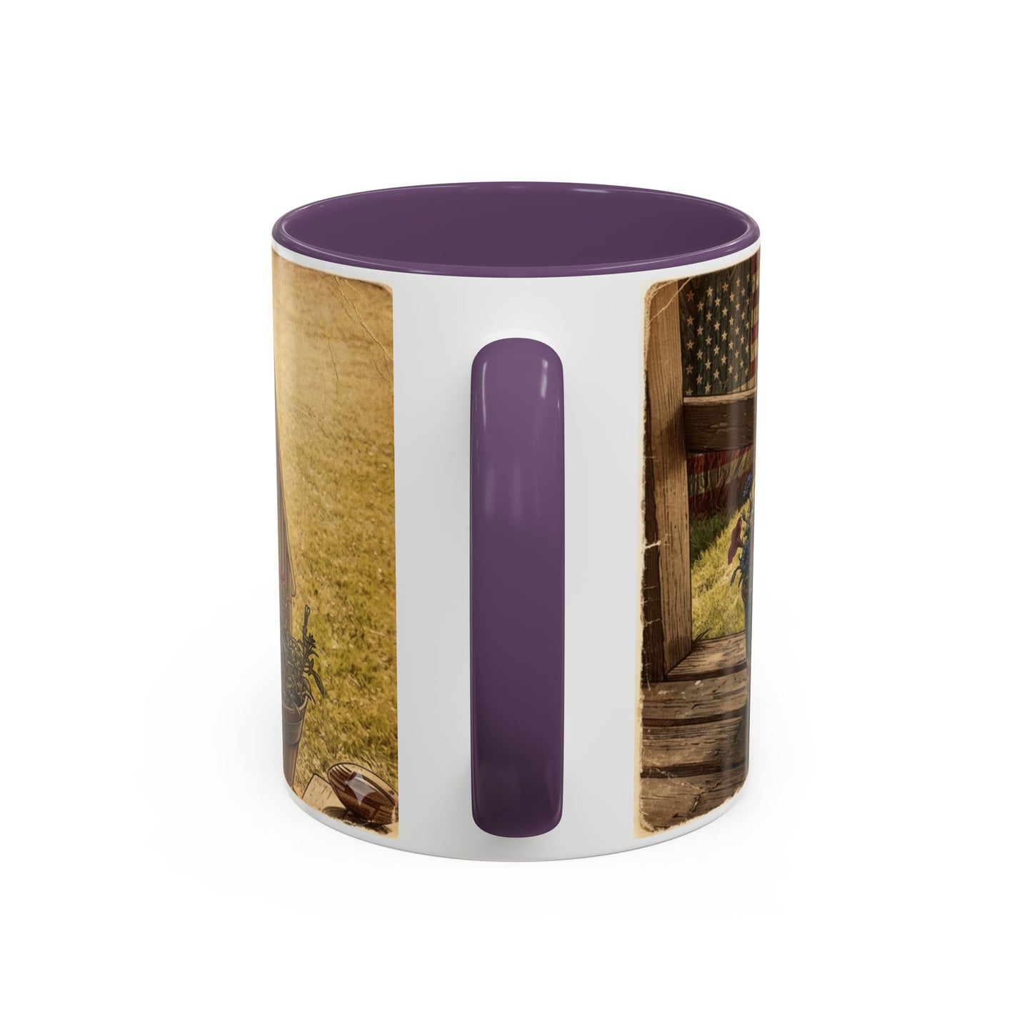 Coffee Mug — Rustic Porch Scene with 'Be Kind Be Brave Keep Growing' Inspirational Quote