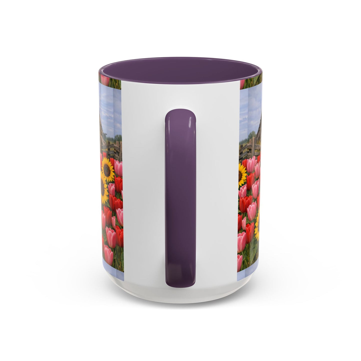 Sunflower & Tulip Farmhouse Coffee Mug – Rustic Barn Floral Accent Mug (11/15oz)