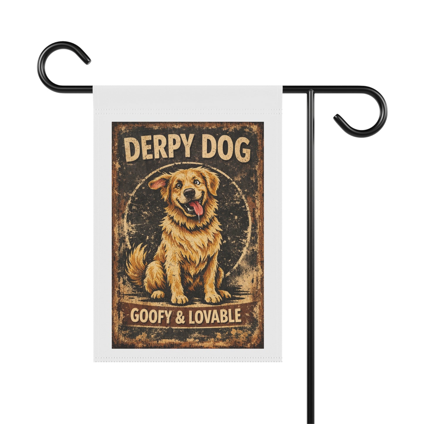 Derpy Dog Garden Flag — Goofy & Lovable Outdoor Yard Banner