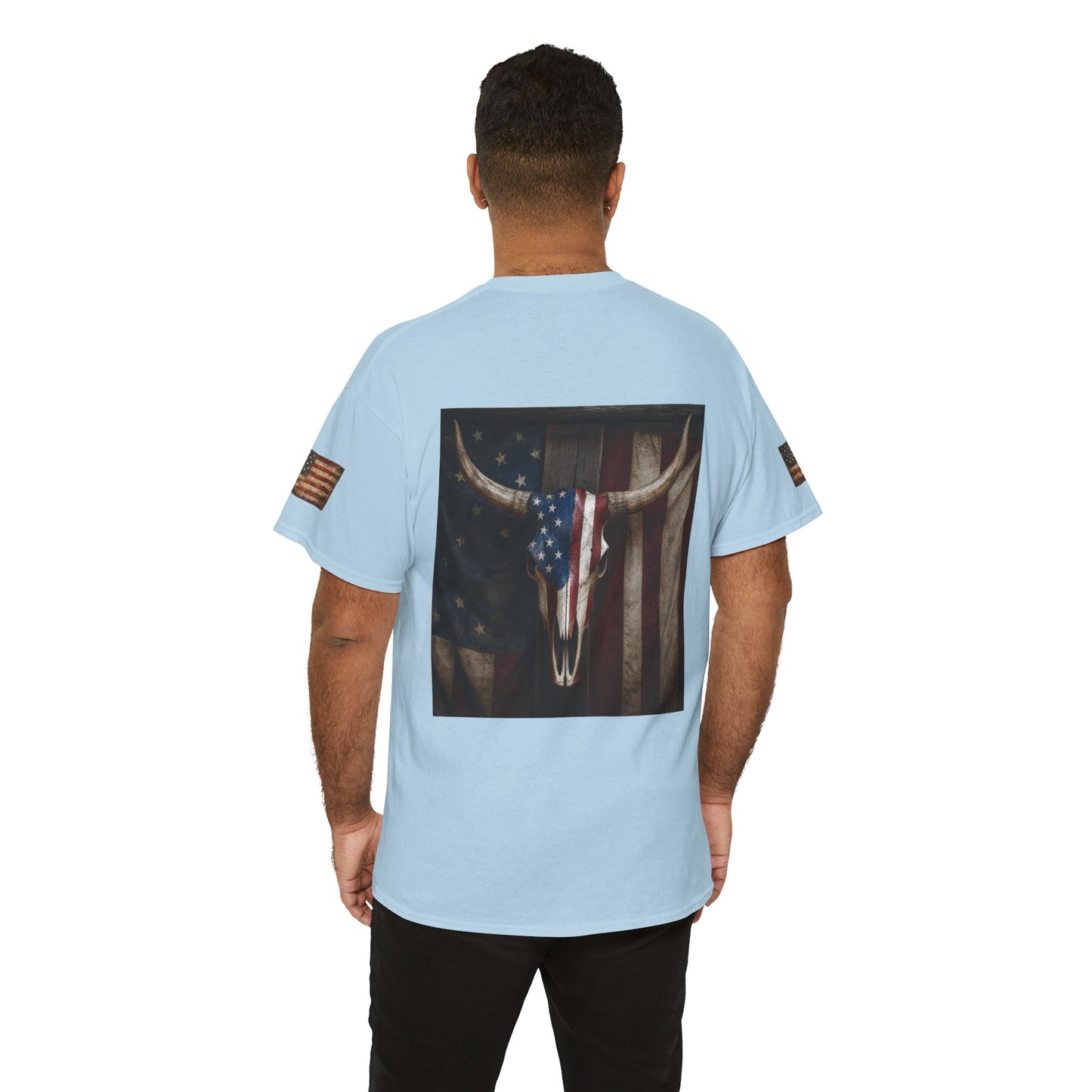 American Flag Longhorn Skull T-Shirt