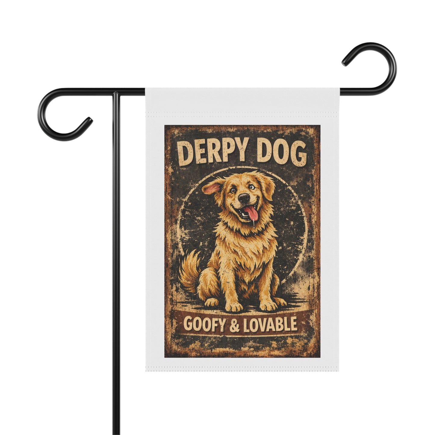 Derpy Dog Garden Flag — Goofy & Lovable Outdoor Yard Banner