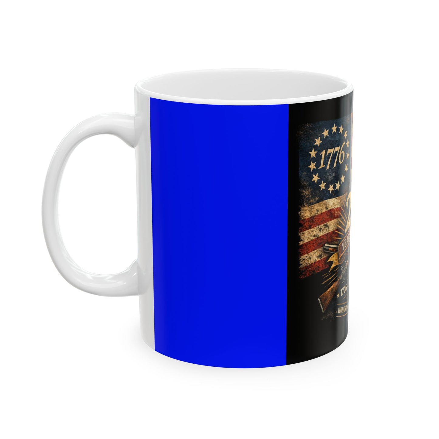 250 Years of Freedom Ceramic Mug — 1776–2026 American Flag Liberty Bell Anniversary