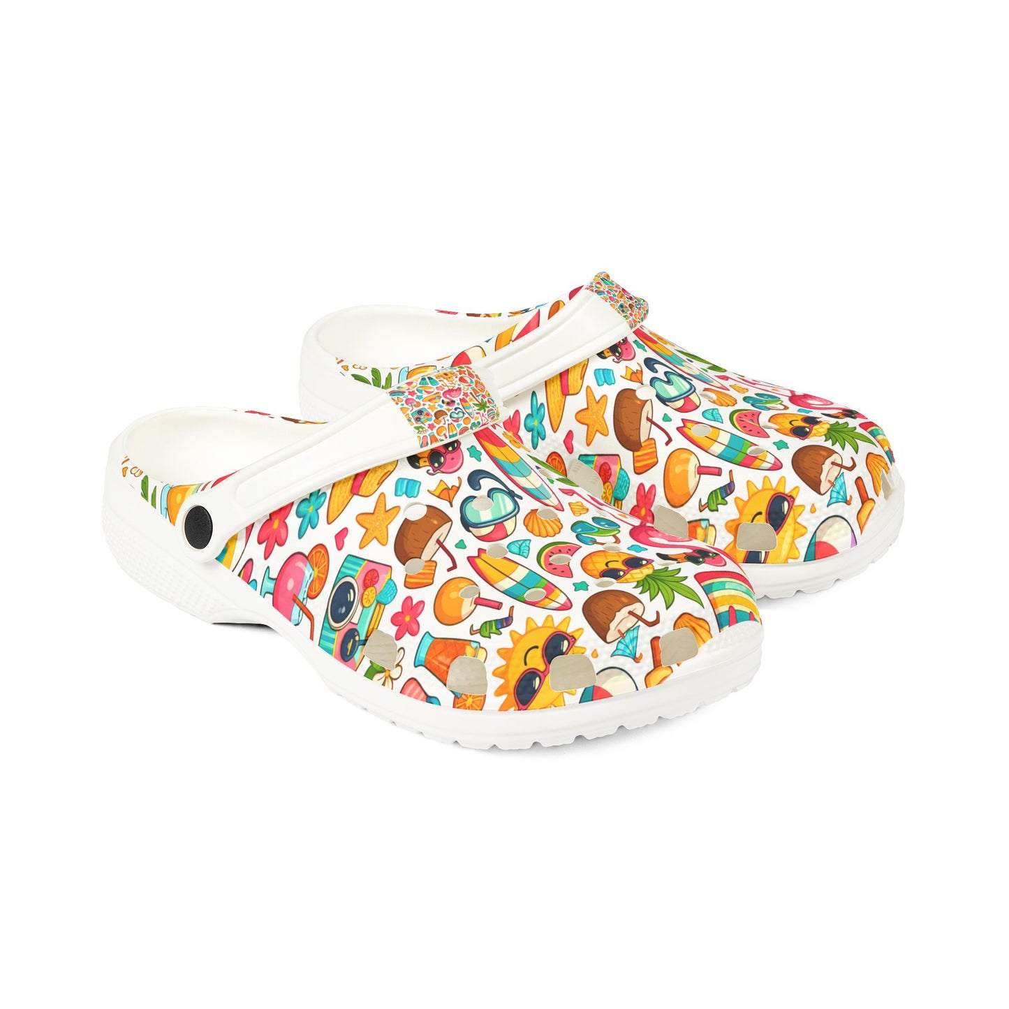 Summer Beach Print Clogs — Colorful EVA Foam Slip-On Shoes