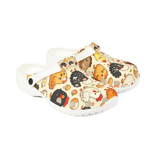 Cute Chickens EVA Foam Clogs — Chicken & Egg Pattern Slip-On Shoes