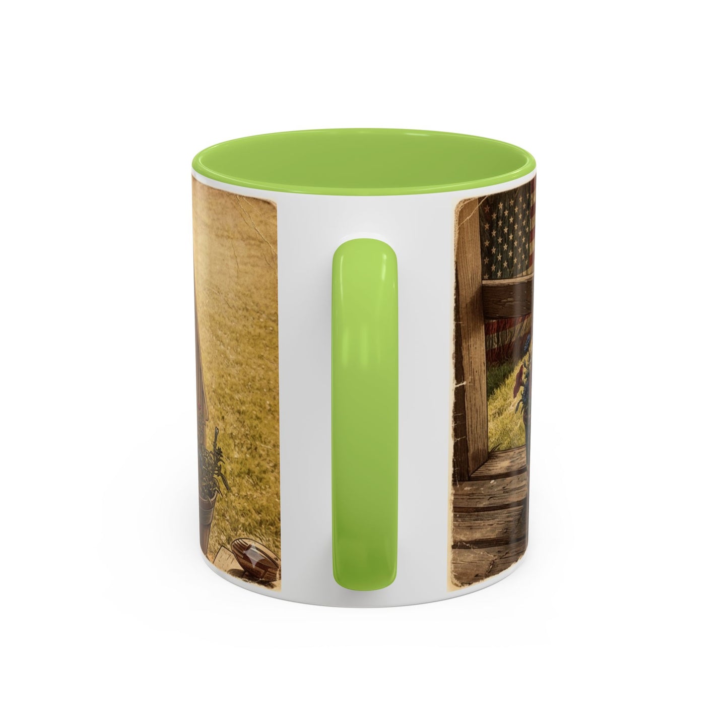 Coffee Mug — Rustic Porch Scene with 'Be Kind Be Brave Keep Growing' Inspirational Quote