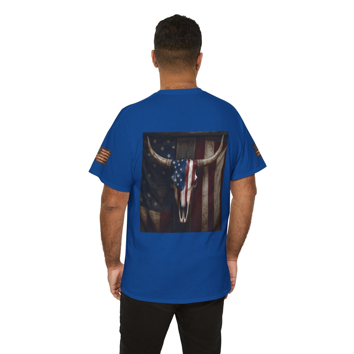 American Flag Longhorn Skull T-Shirt