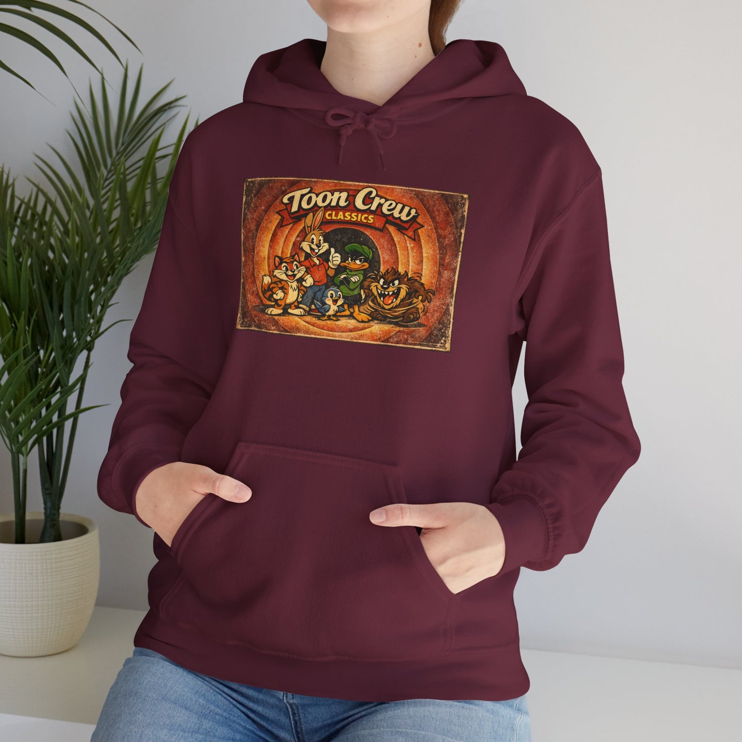 Toon Crew Classic Hoodie — Vintage Cartoon Pumpkin Patch Graphic