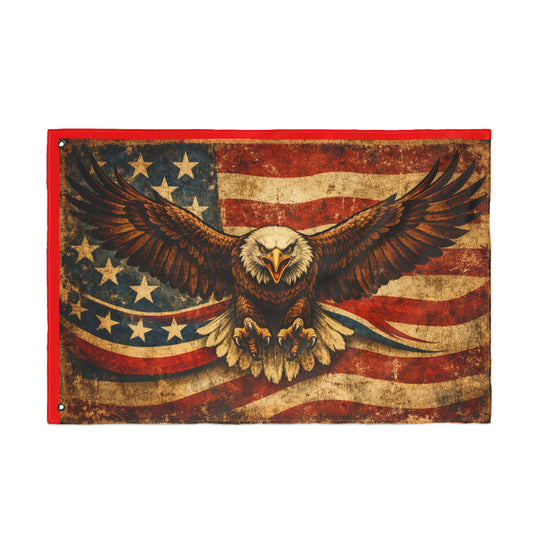 Bald Eagle with American Flag Flag