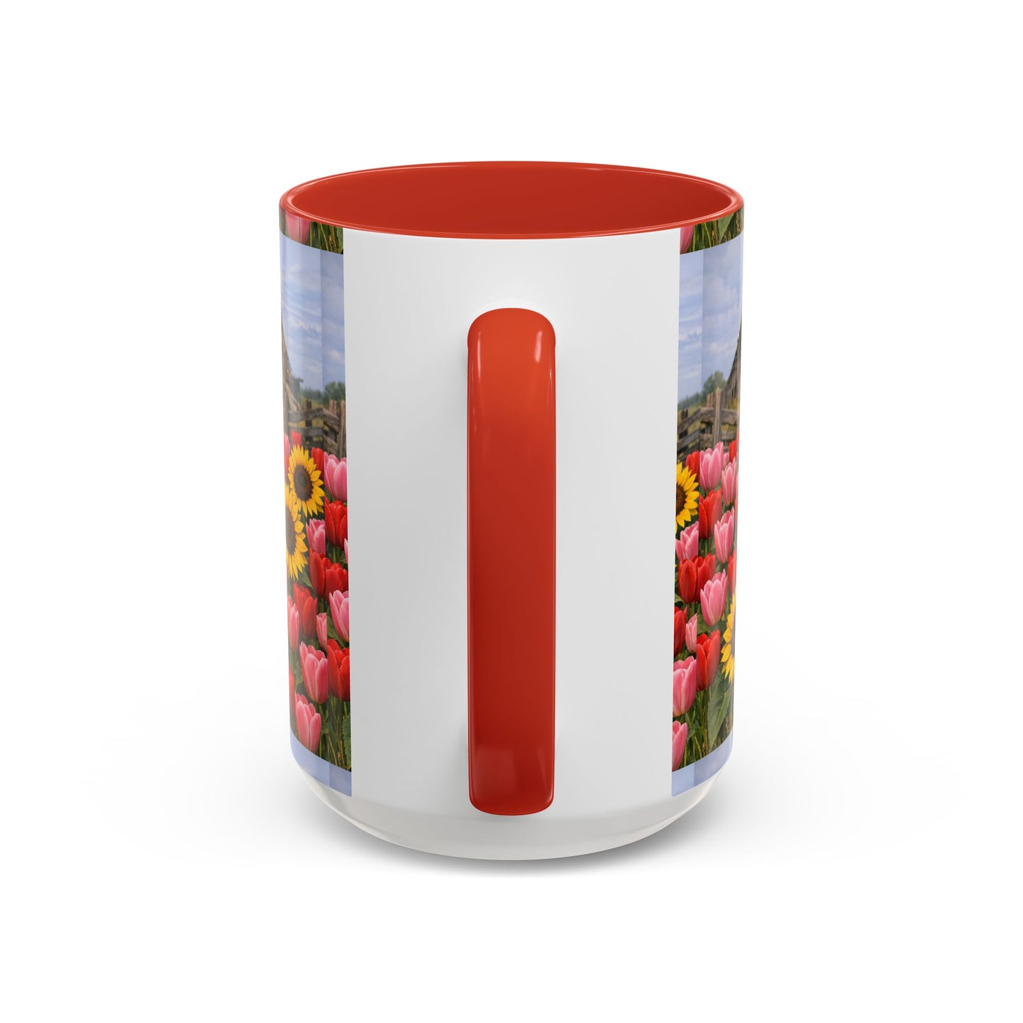 Sunflower & Tulip Farmhouse Coffee Mug – Rustic Barn Floral Accent Mug (11/15oz)