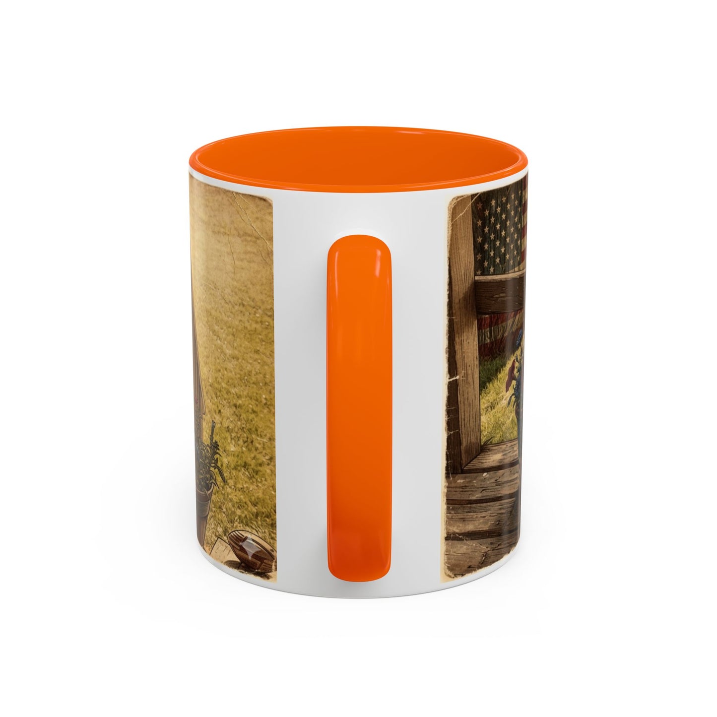Coffee Mug — Rustic Porch Scene with 'Be Kind Be Brave Keep Growing' Inspirational Quote