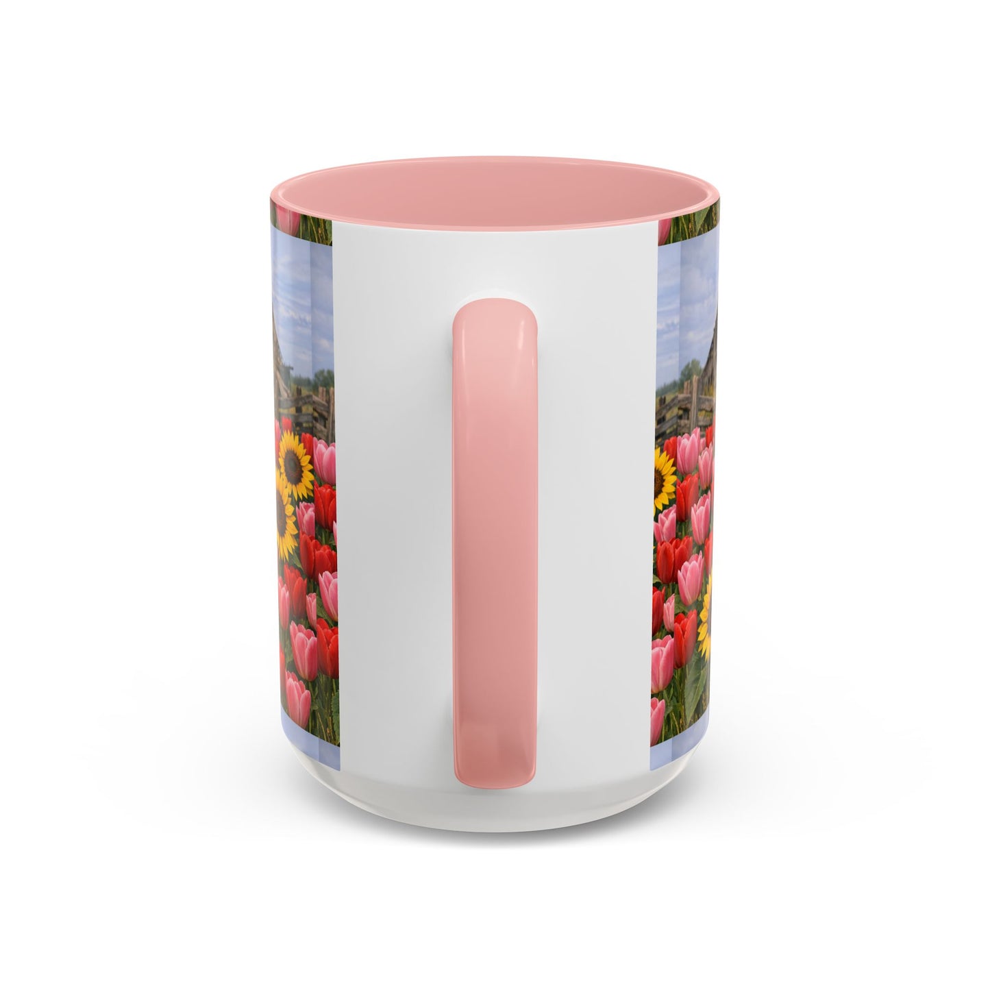 Sunflower & Tulip Farmhouse Coffee Mug – Rustic Barn Floral Accent Mug (11/15oz)