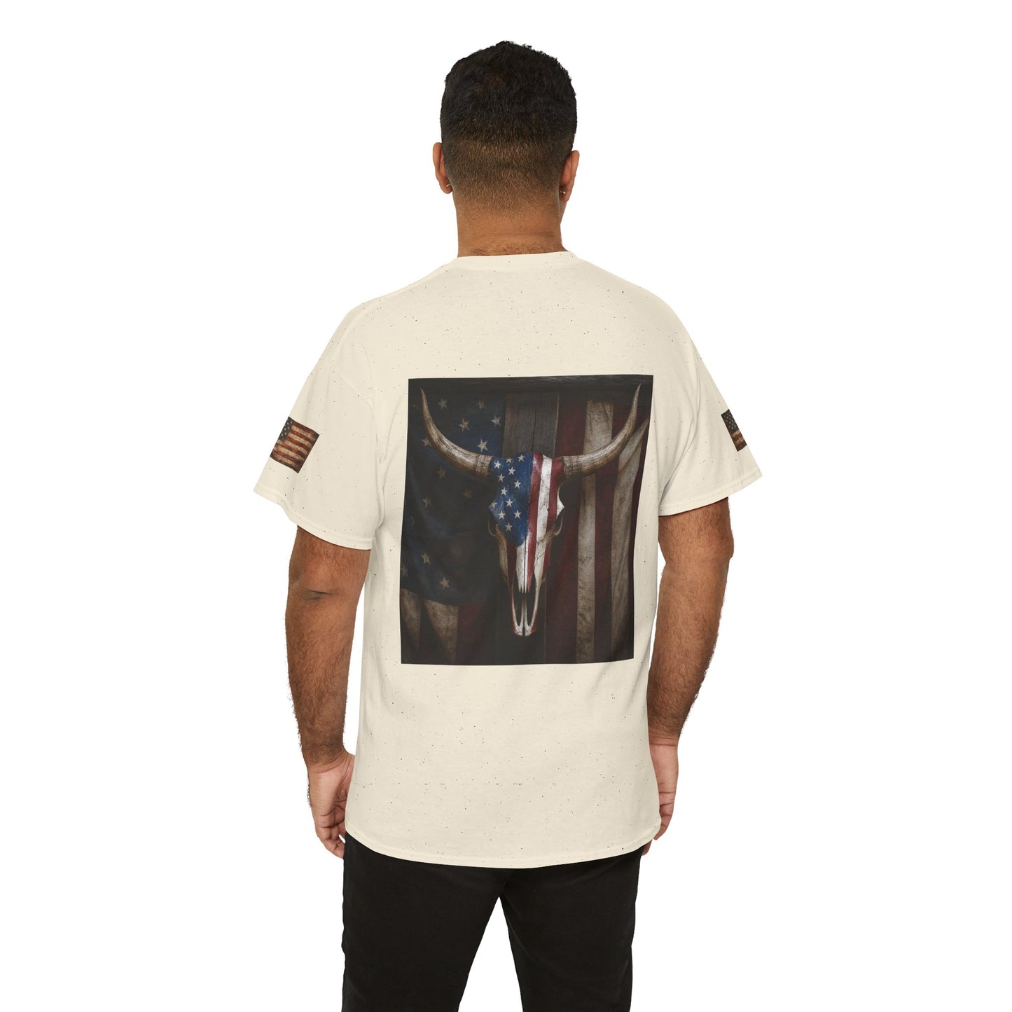 American Flag Longhorn Skull T-Shirt