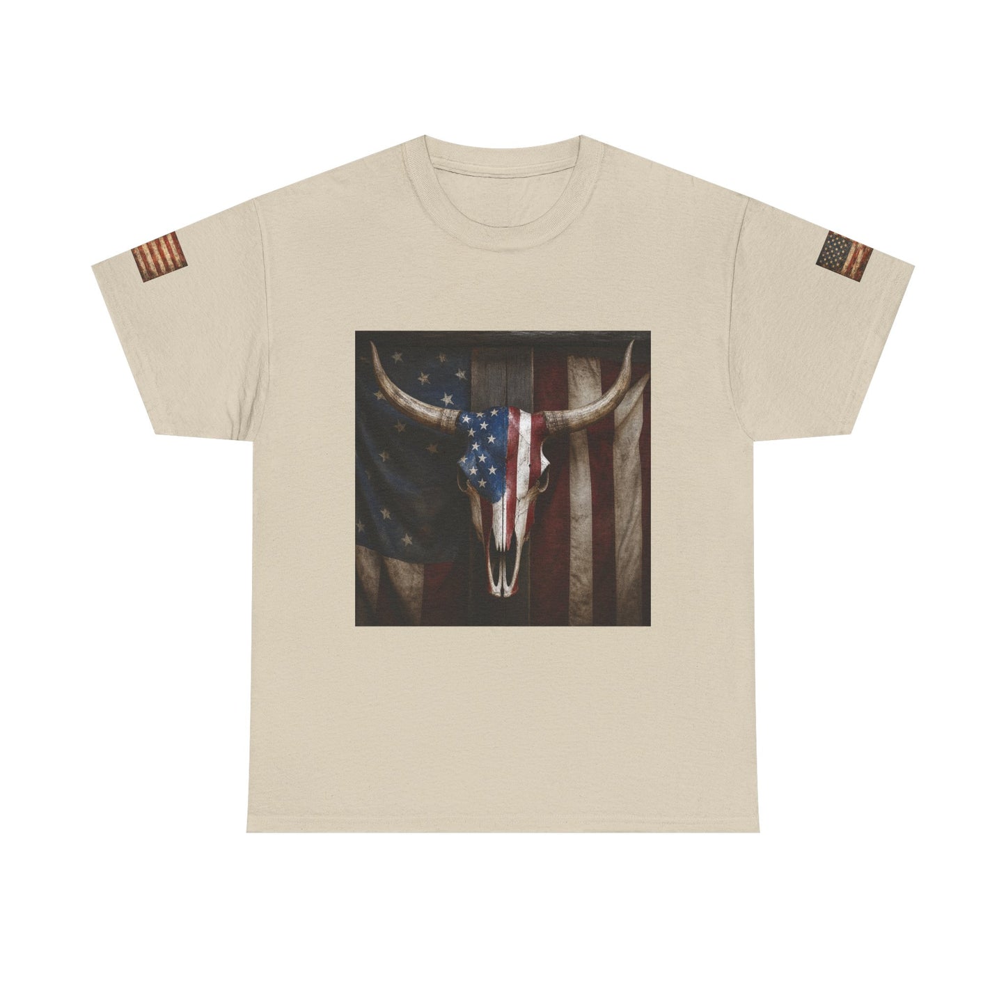 American Flag Longhorn Skull T-Shirt
