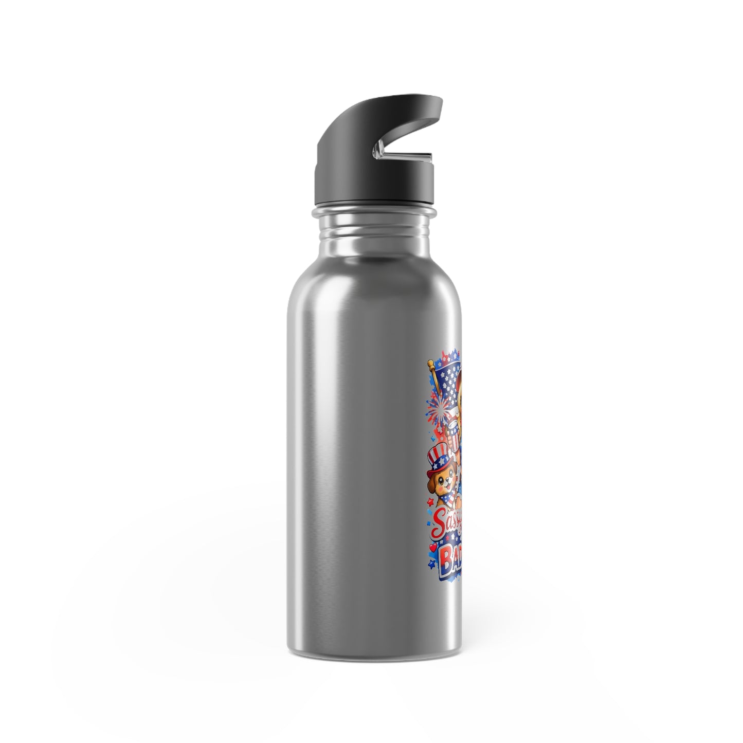 Patriotic Cowgirl 20oz Stainless Water Bottle with Straw – 'Stars, Stripes & Badassy'
