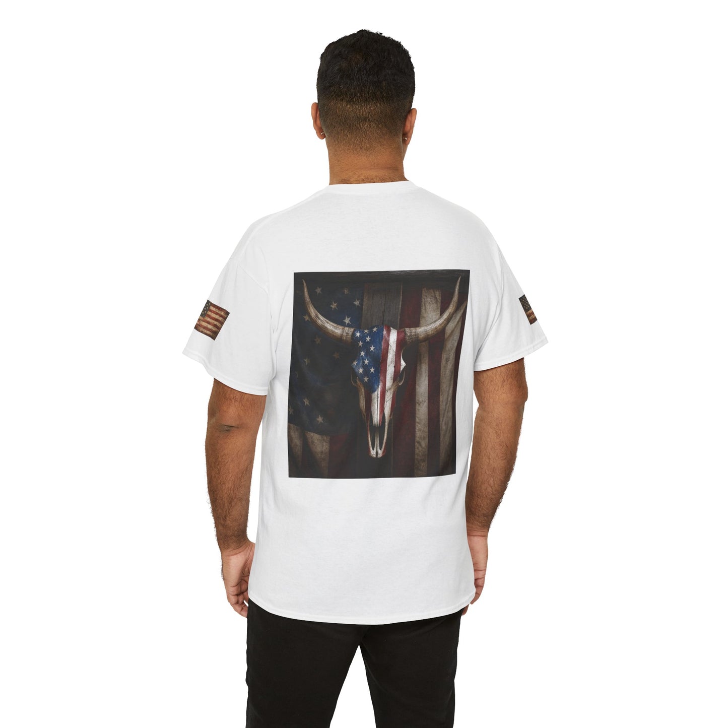 American Flag Longhorn Skull T-Shirt