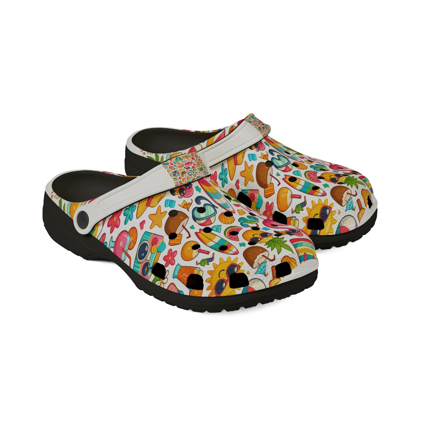 Summer Beach Print Clogs — Colorful EVA Foam Slip-On Shoes