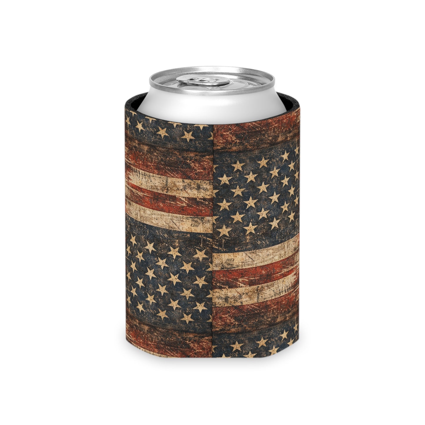 American Flag Vintage Can Cooler — Patriotic Beer Koozie for 4th of July & BBQs