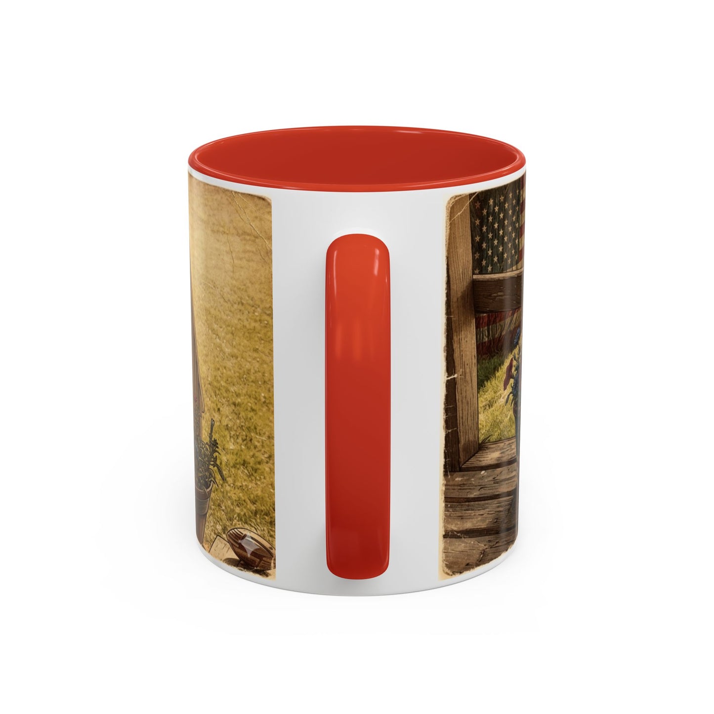 Coffee Mug — Rustic Porch Scene with 'Be Kind Be Brave Keep Growing' Inspirational Quote