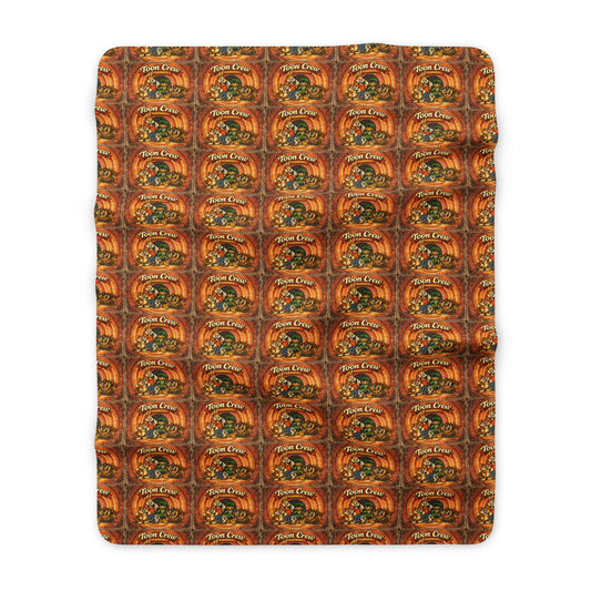 Autumn Cozy Sherpa Blanket — Vintage Pumpkin Harvest Pattern