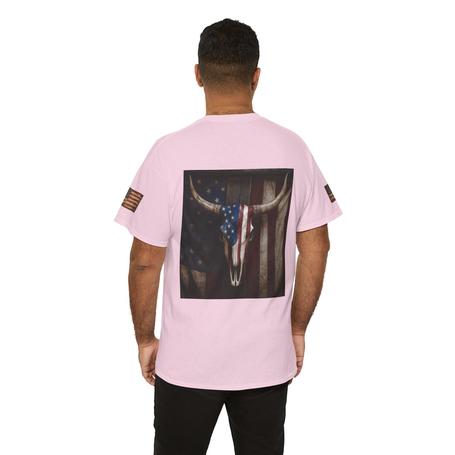 American Flag Longhorn Skull T-Shirt