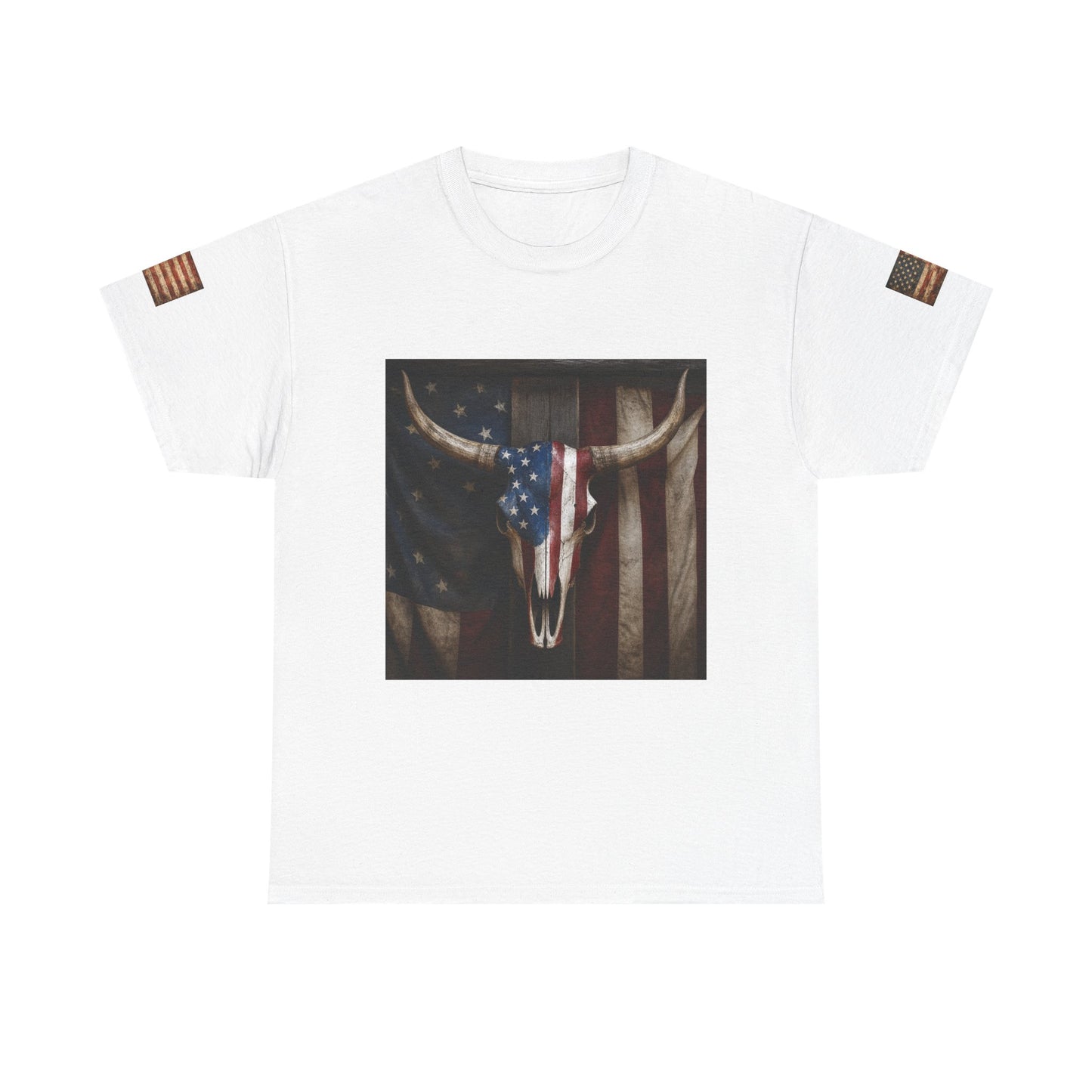 American Flag Longhorn Skull T-Shirt