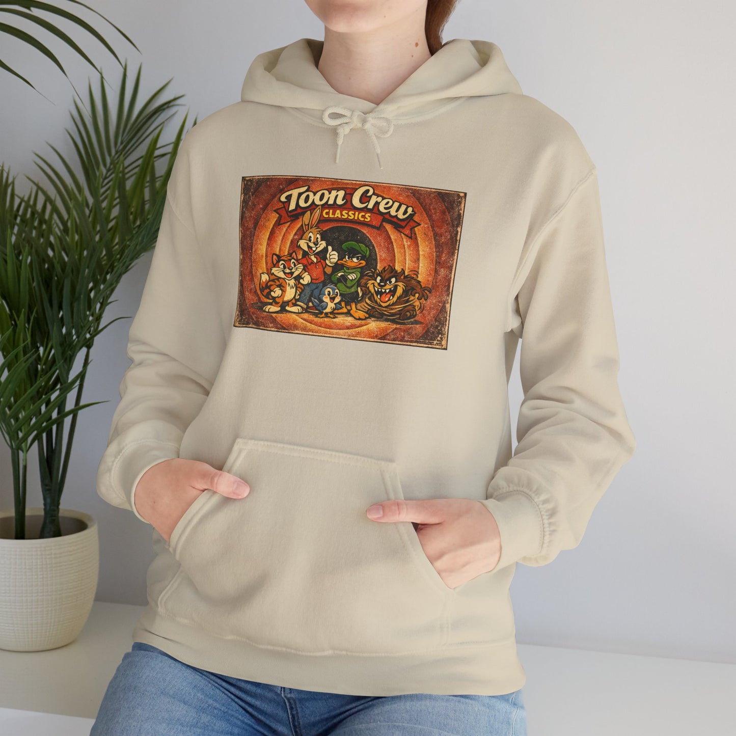 Toon Crew Classic Hoodie — Vintage Cartoon Pumpkin Patch Graphic