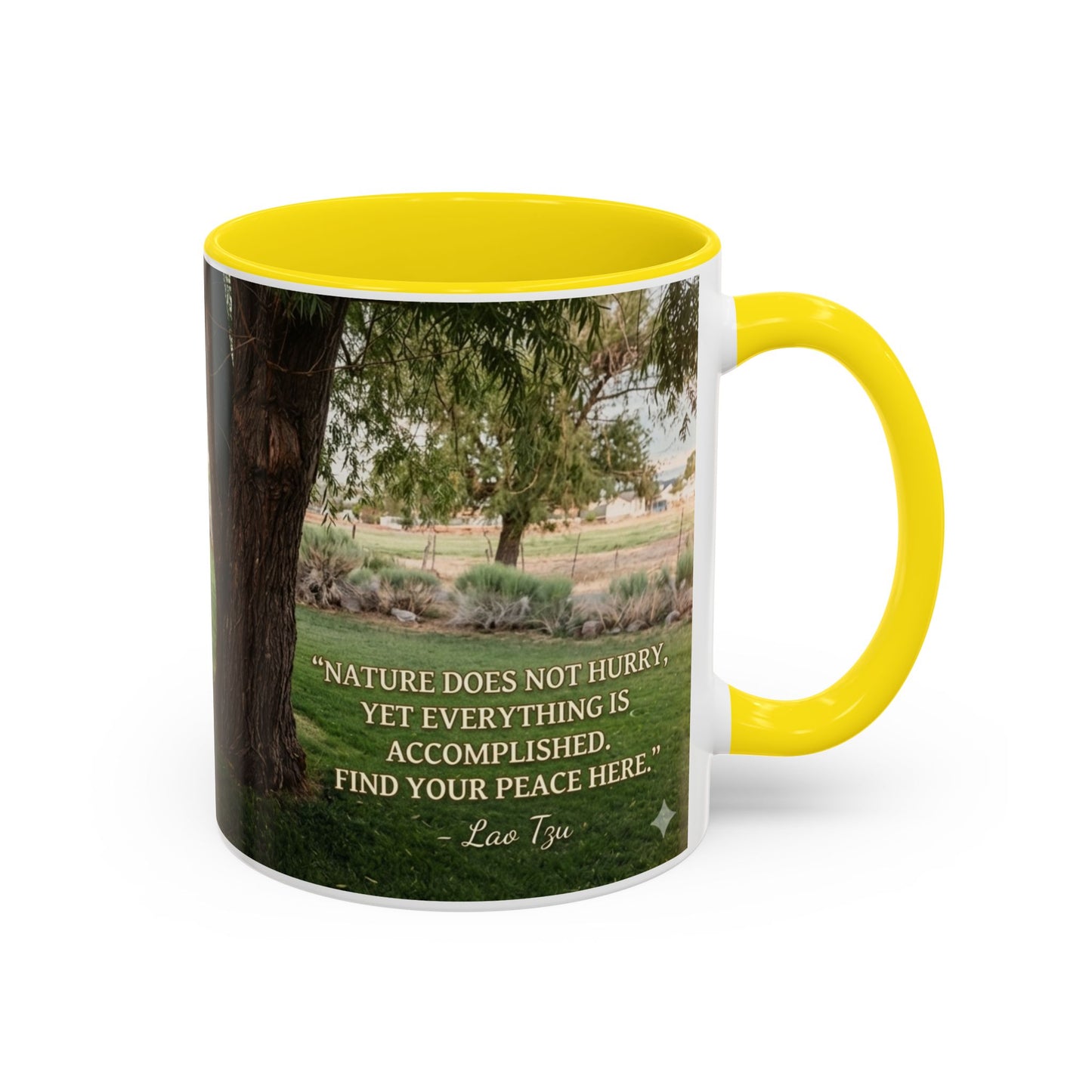 Nature Peace Coffee Mug — "Nature does not hurry, yet everything is accomplished" Inspirational 11/15oz