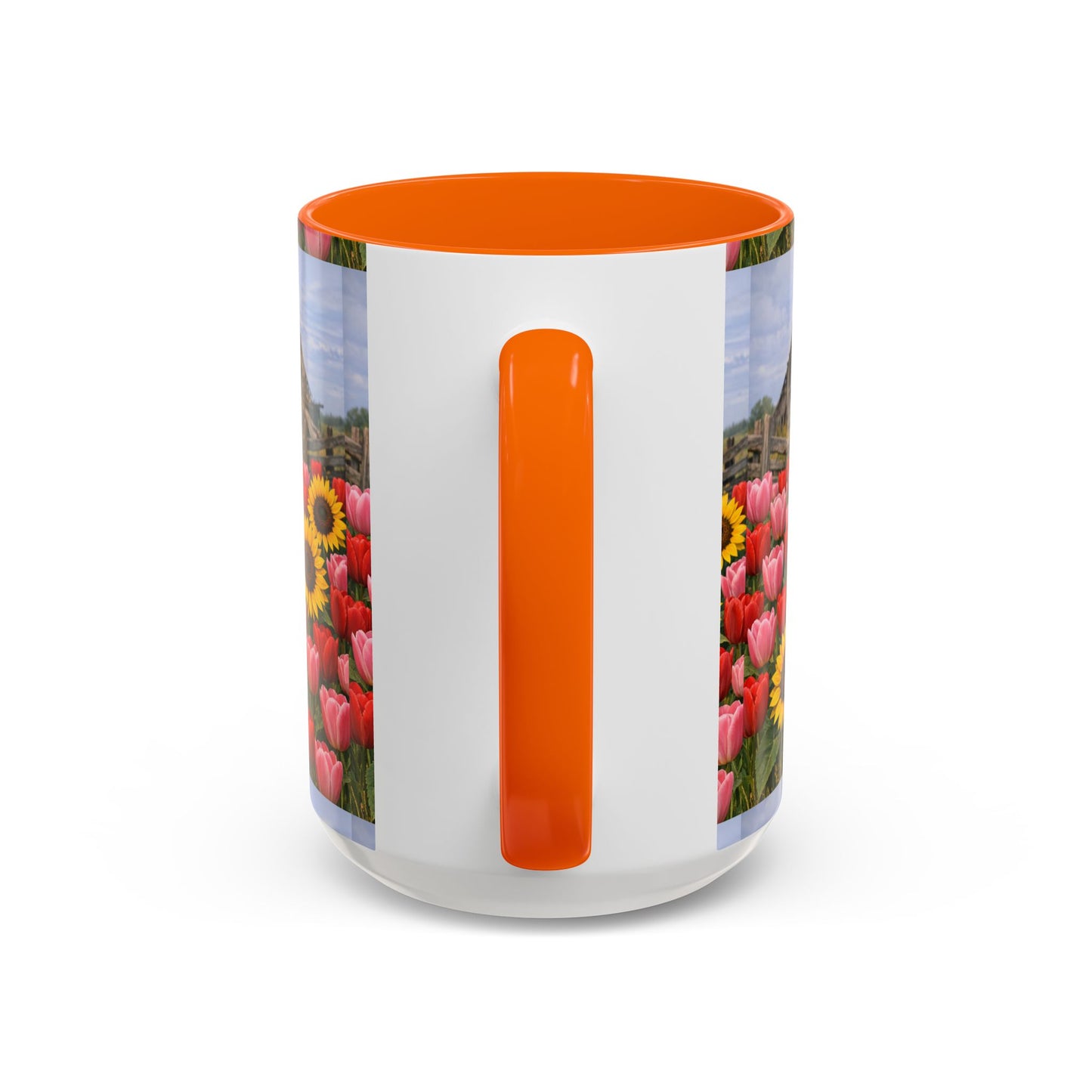 Sunflower & Tulip Farmhouse Coffee Mug – Rustic Barn Floral Accent Mug (11/15oz)