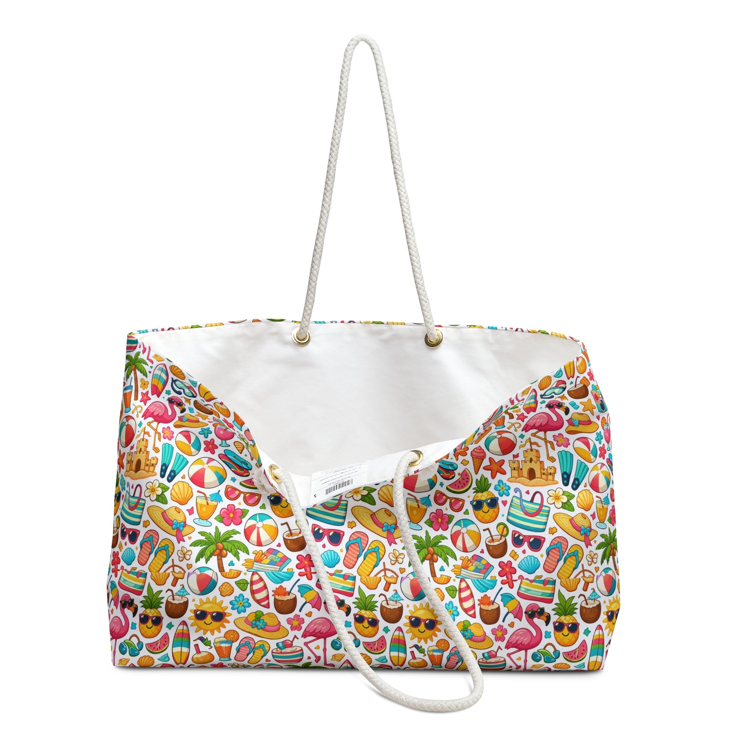 Tropical Summer Weekender Bag – Colorful Beach Icons Tote for Vacation & Pool Days