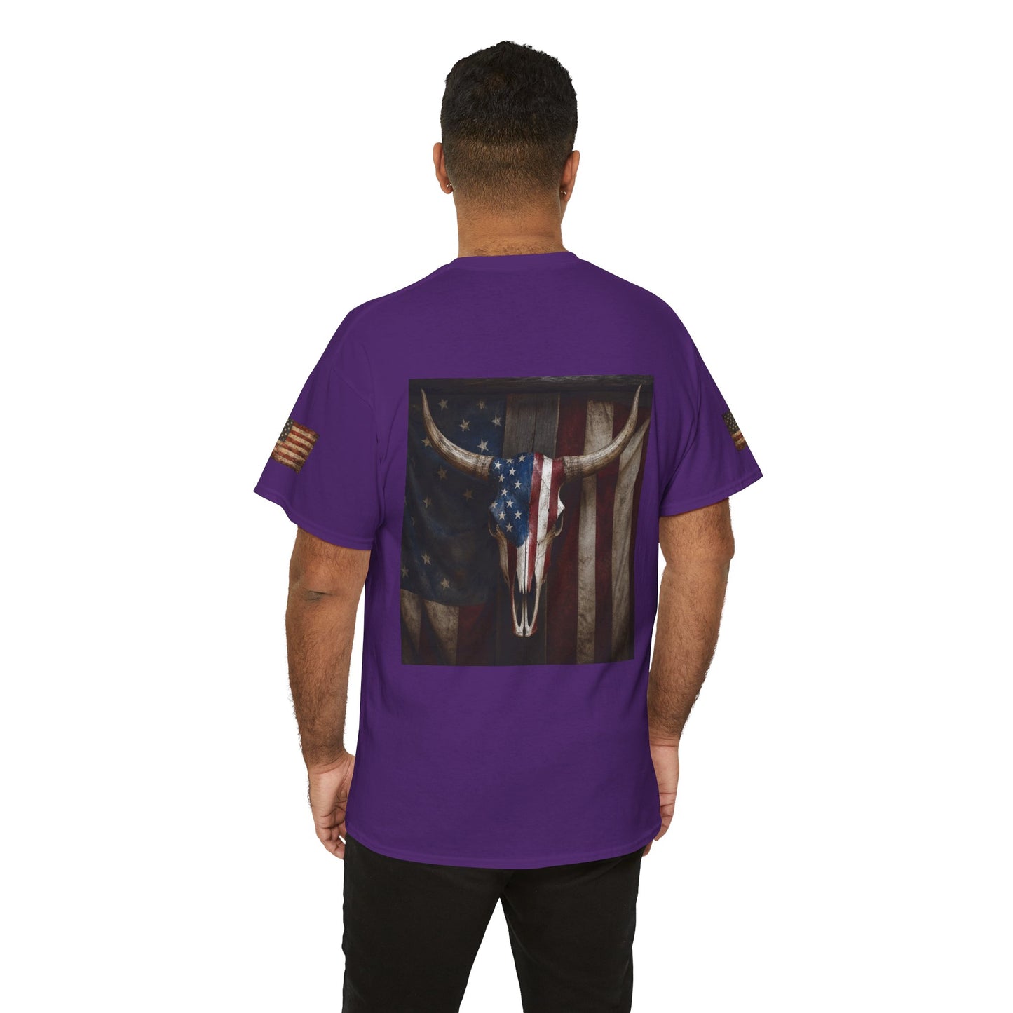 American Flag Longhorn Skull T-Shirt