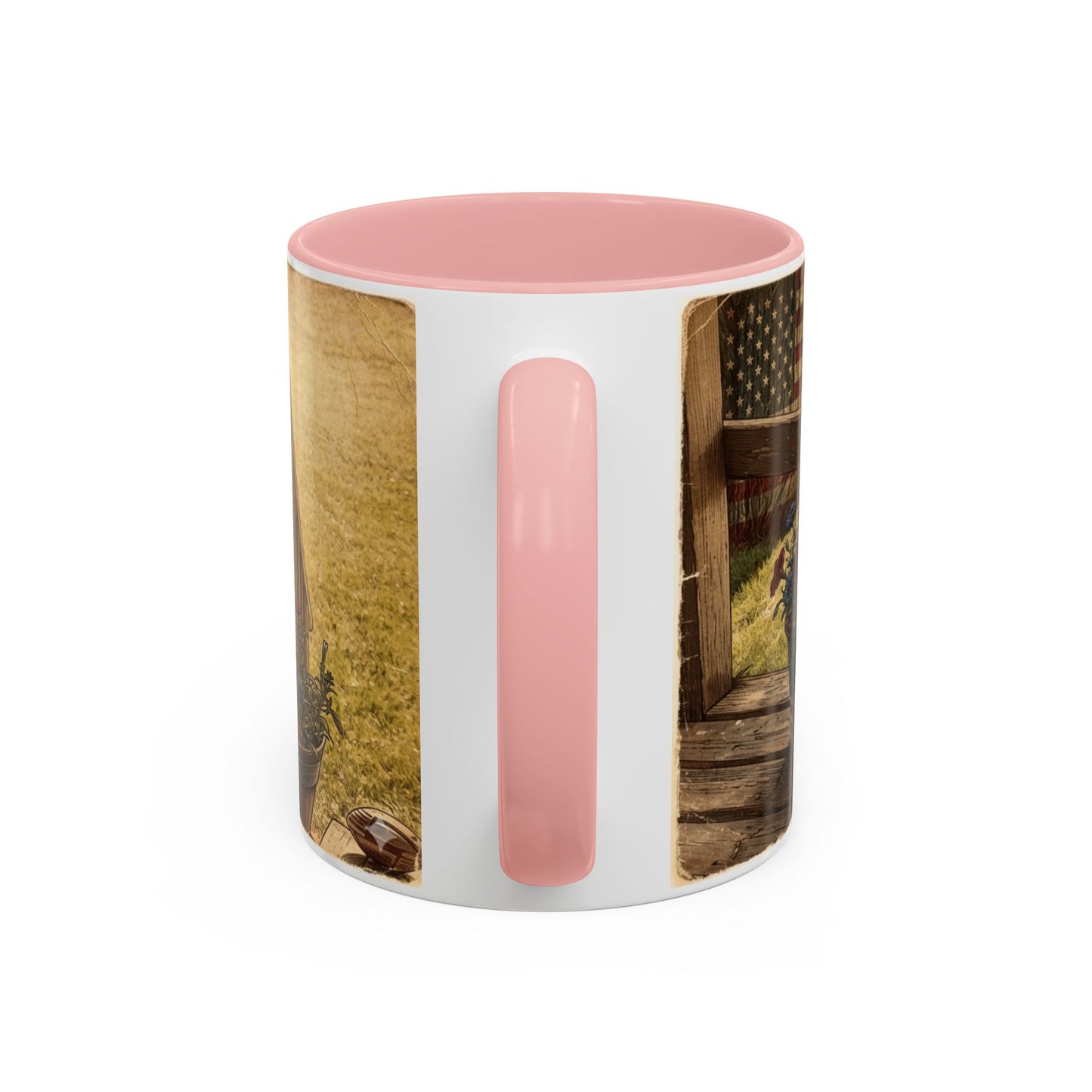 Coffee Mug — Rustic Porch Scene with 'Be Kind Be Brave Keep Growing' Inspirational Quote