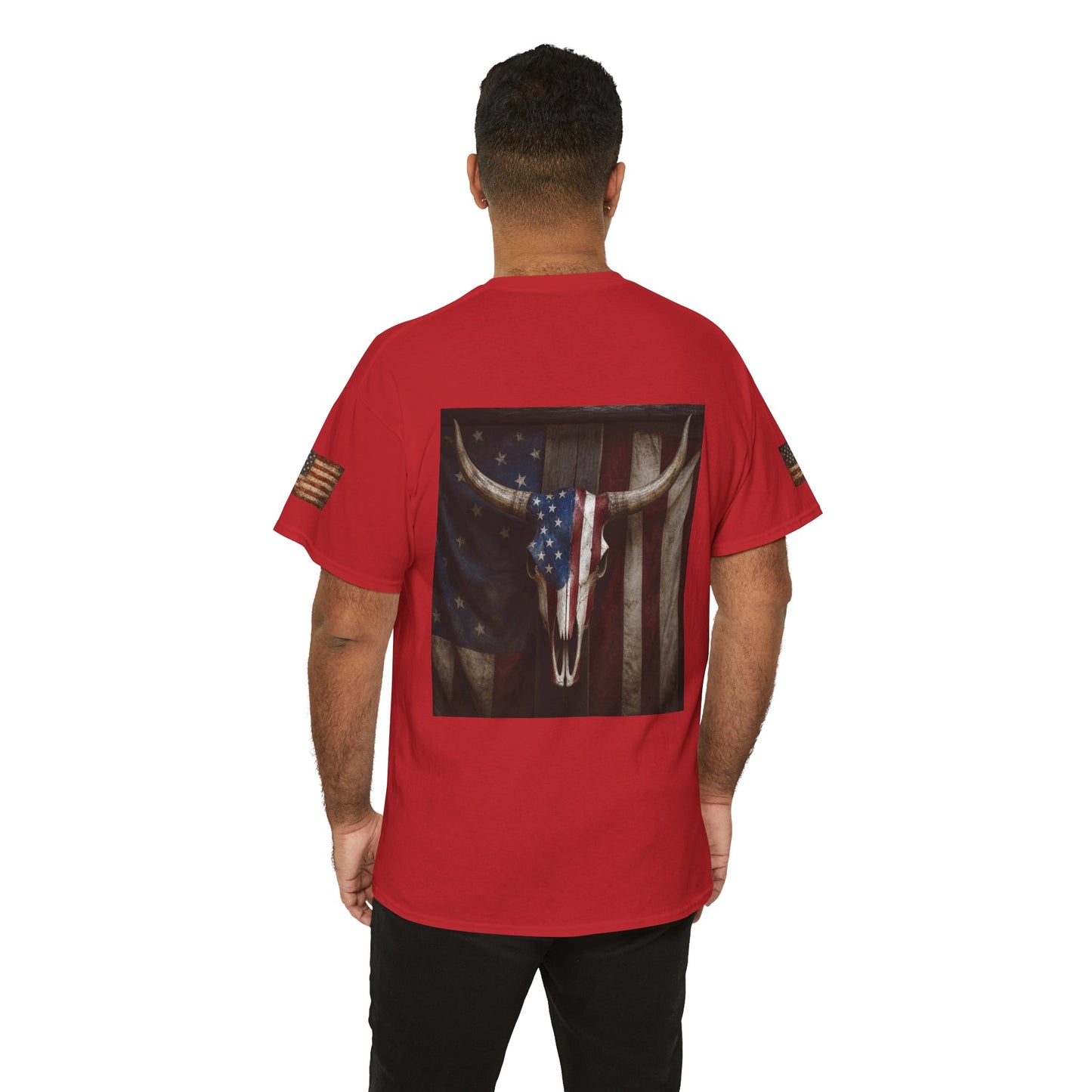 American Flag Longhorn Skull T-Shirt