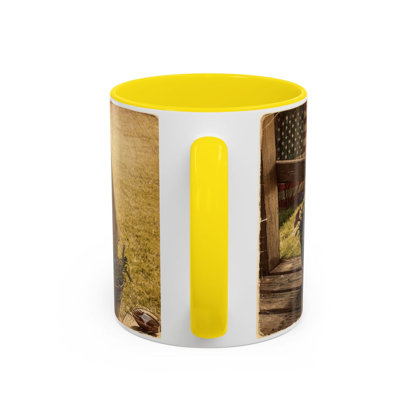 Coffee Mug — Rustic Porch Scene with 'Be Kind Be Brave Keep Growing' Inspirational Quote
