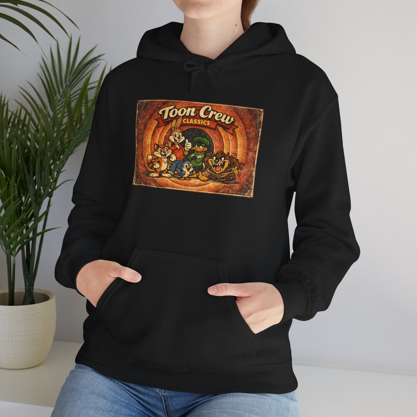 Toon Crew Classic Hoodie — Vintage Cartoon Pumpkin Patch Graphic