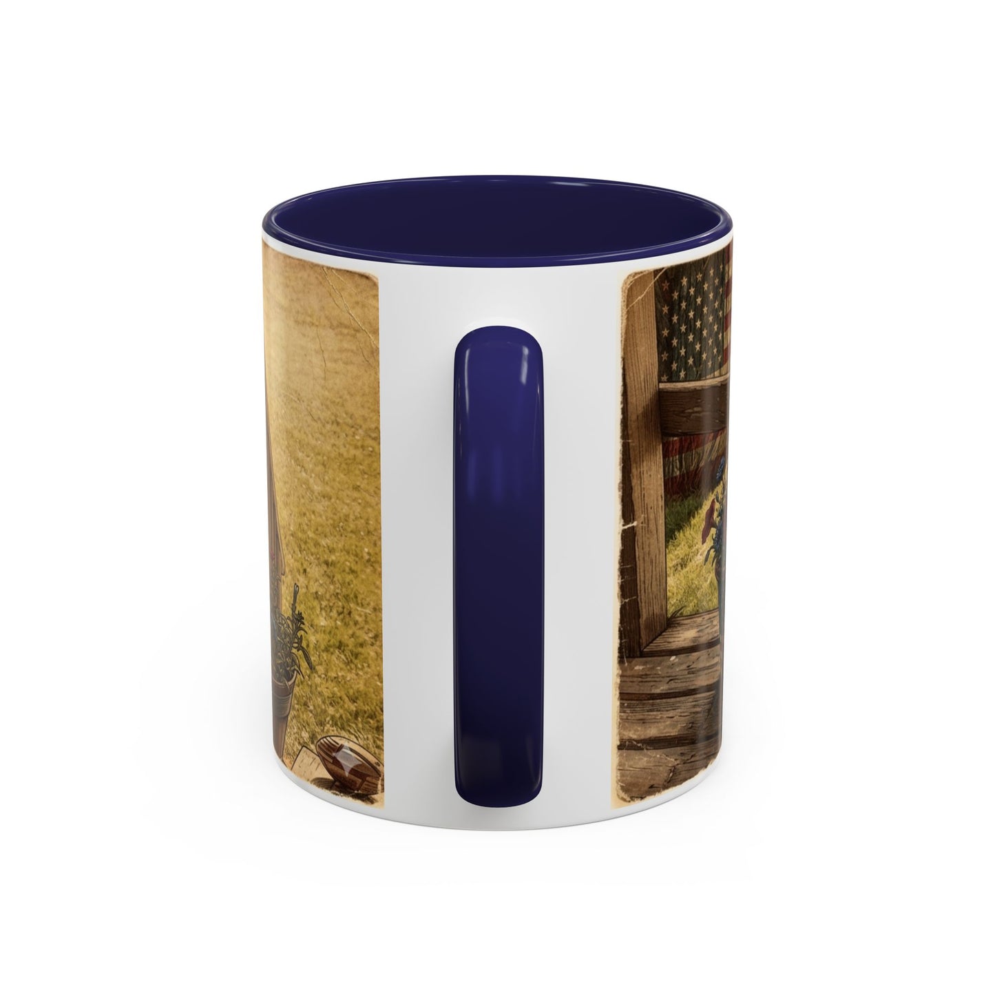 Coffee Mug — Rustic Porch Scene with 'Be Kind Be Brave Keep Growing' Inspirational Quote