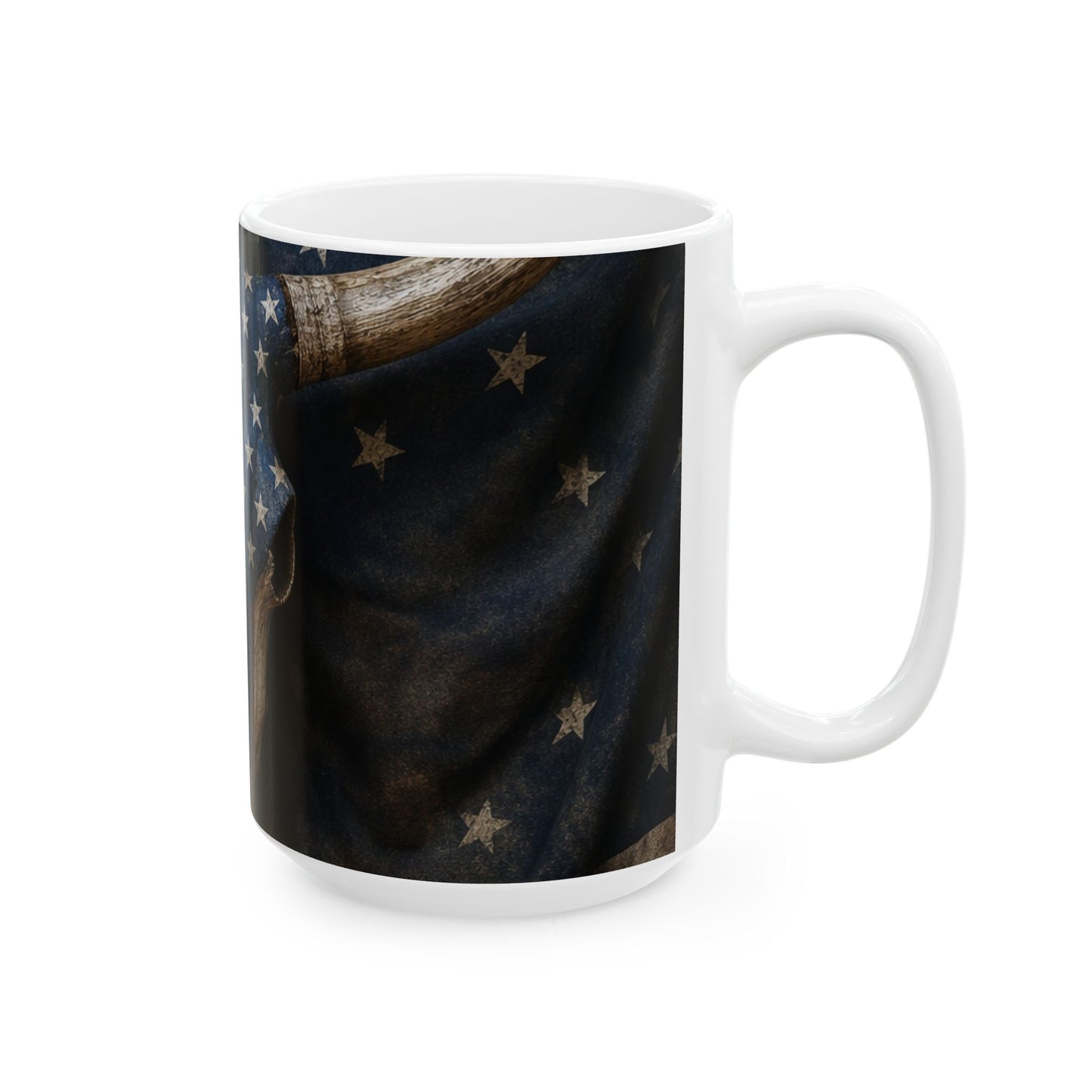 American Flag Skull Mug — Patriotic 11oz/15oz Ceramic Coffee Cup