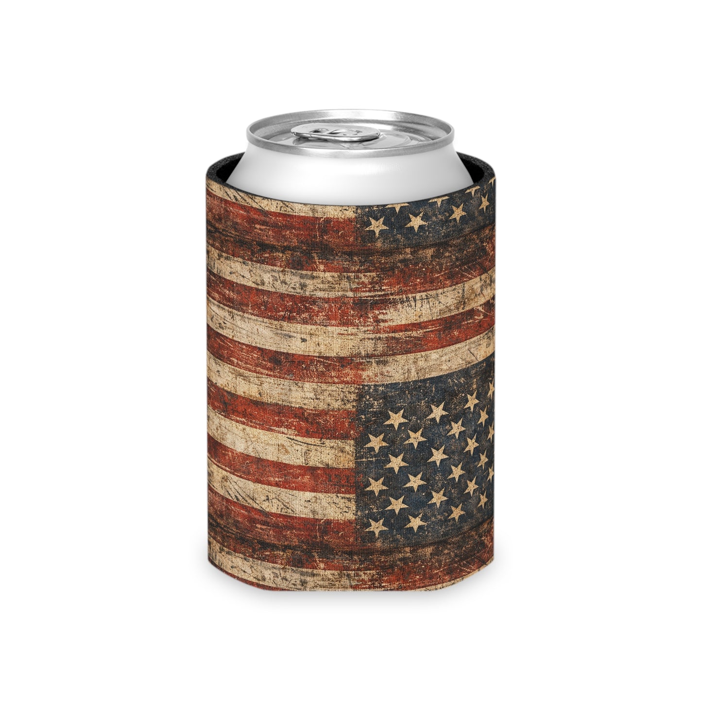 American Flag Vintage Can Cooler — Patriotic Beer Koozie for 4th of July & BBQs