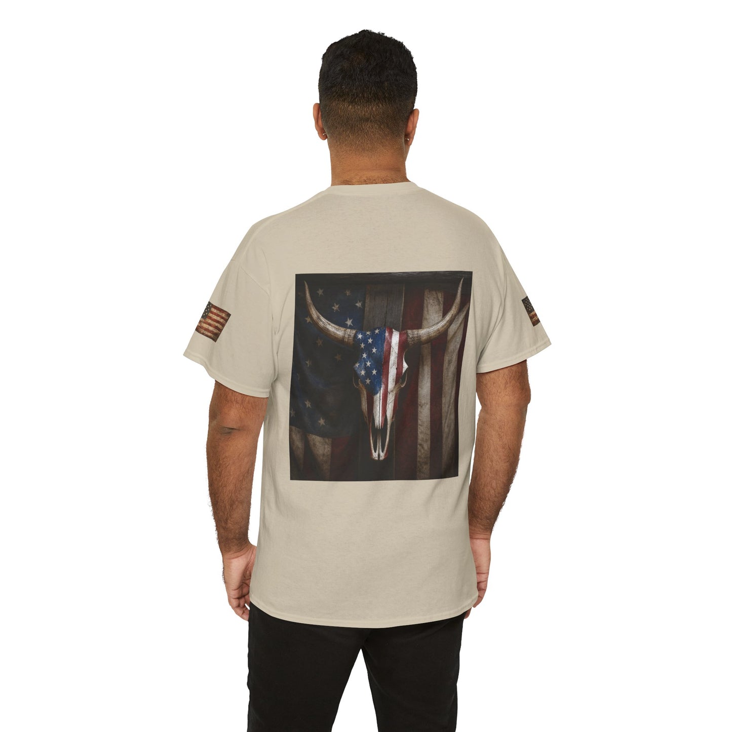 American Flag Longhorn Skull T-Shirt