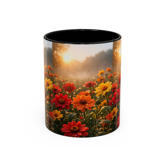 Floral Sunrise Coffee Mug — Autumn Wildflowers Accent 11/15oz