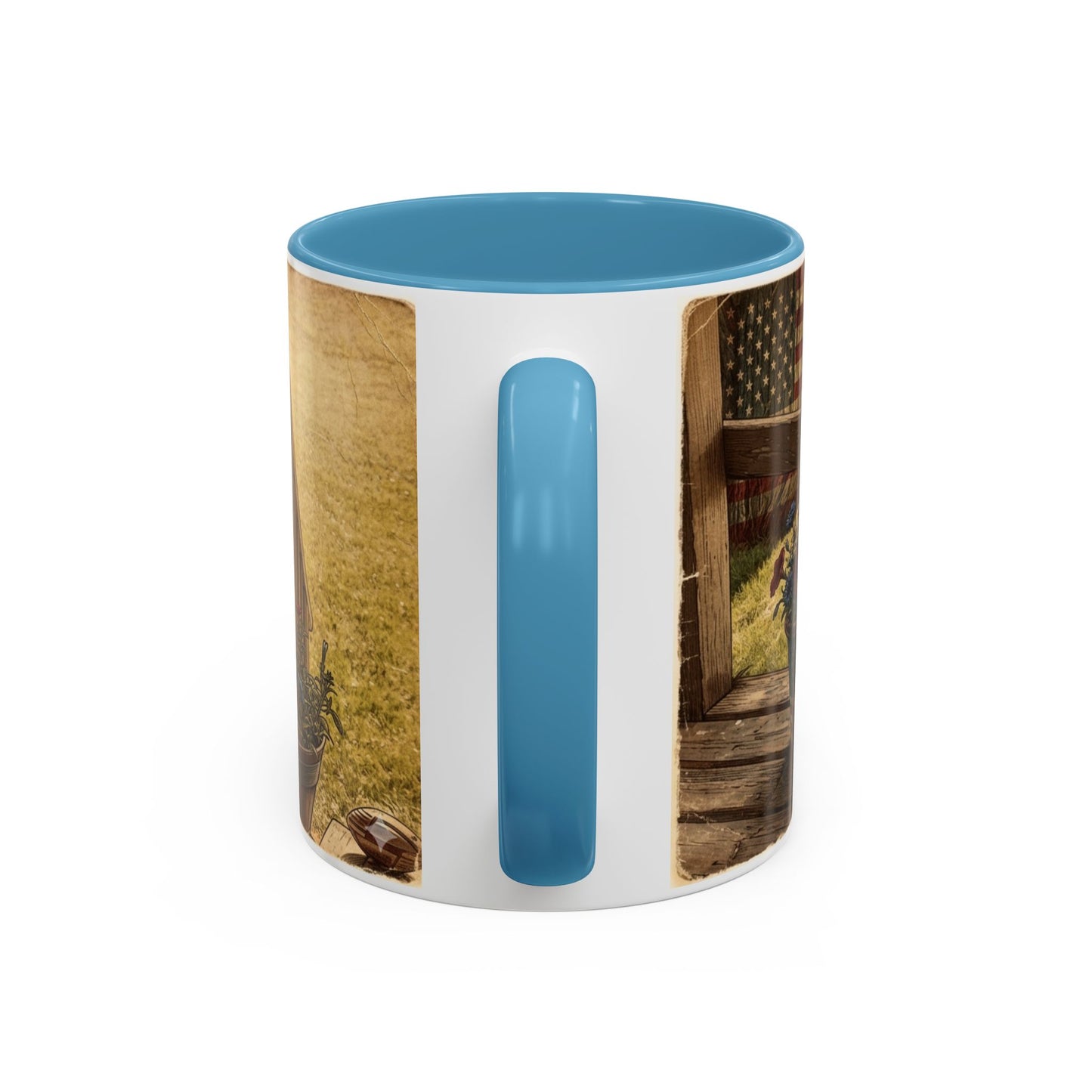 Coffee Mug — Rustic Porch Scene with 'Be Kind Be Brave Keep Growing' Inspirational Quote